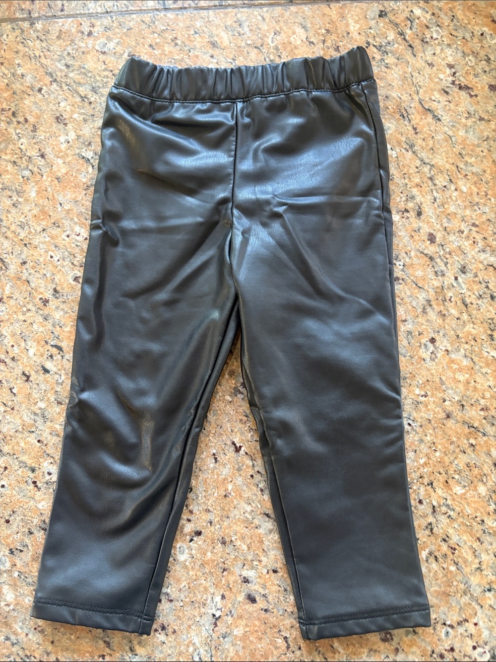 Habitual Black Faux Leather Elastic Waist Toddler Pants